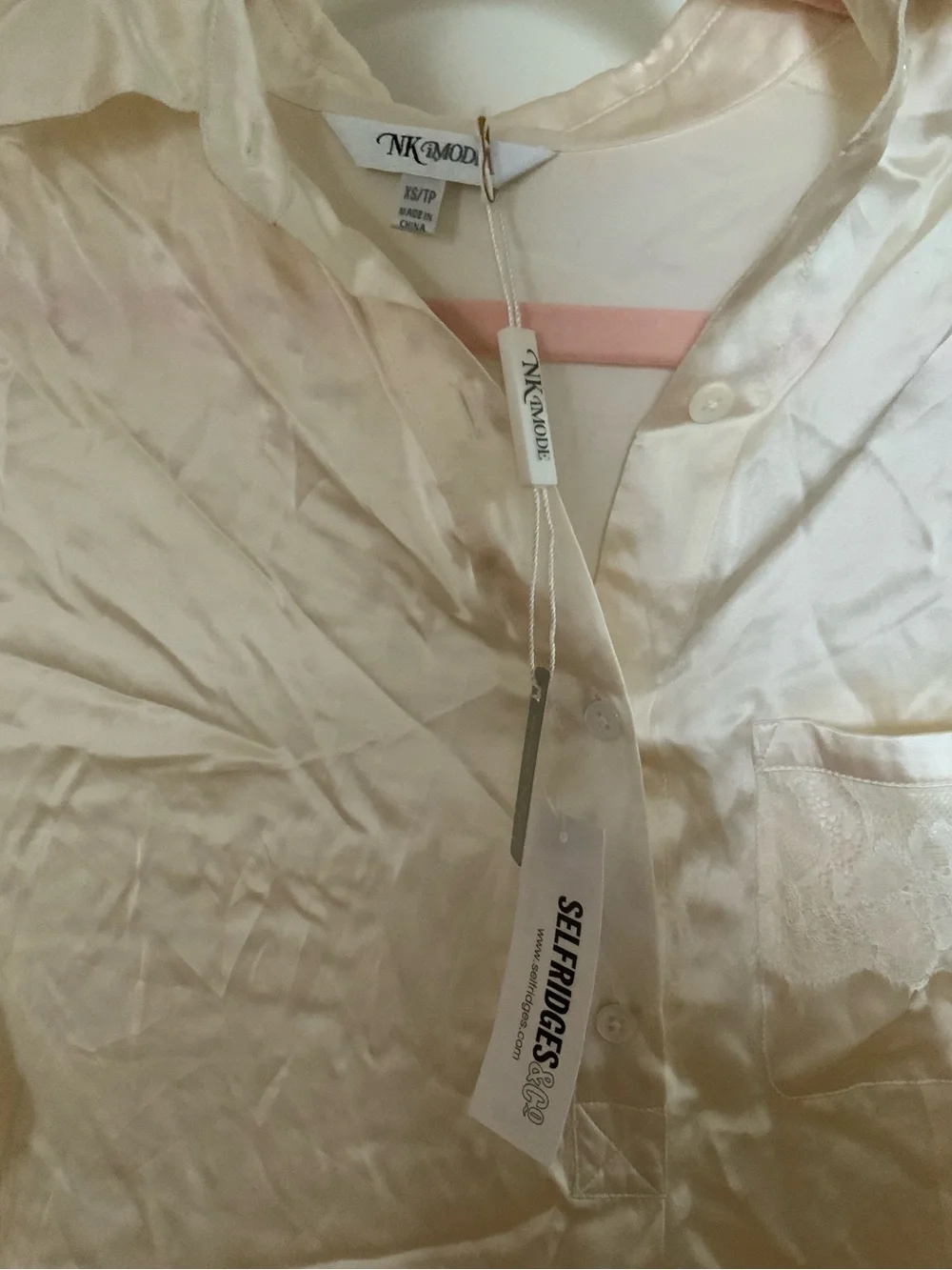 NK iMODE Meghan Silk Sleep Shirt Off White NWT XS $430 Retail